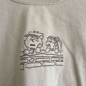 Charlie Brown and Linus embroidered sweatshirt beige tan
